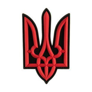 Нашивка Тризуб PVC великий червоно-чорний