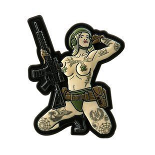 M-Tac нашивка Tactical girl №1 tattoo Тризуб PVC Grey