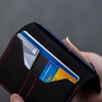 Портмоне для документів Comfort, чорне з червоною ниткою