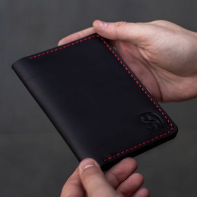 Портмоне для документів Comfort, чорне з червоною ниткою