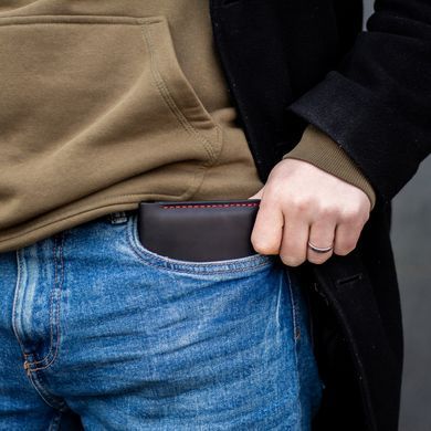Портмоне для документів Comfort, чорне з червоною ниткою