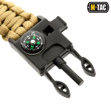 M-Tac браслет паракорд з висікачем іскор, компасом і свистком Tan L
