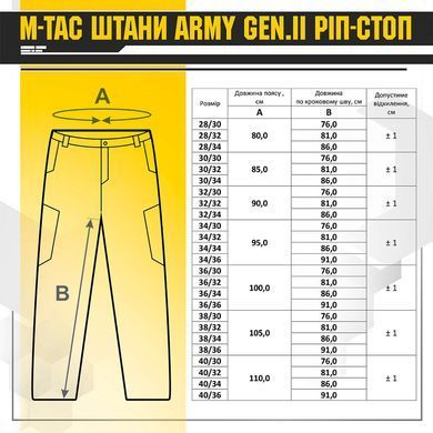 M-Tac штани Army Gen.II ріп-стоп MM14 40/34