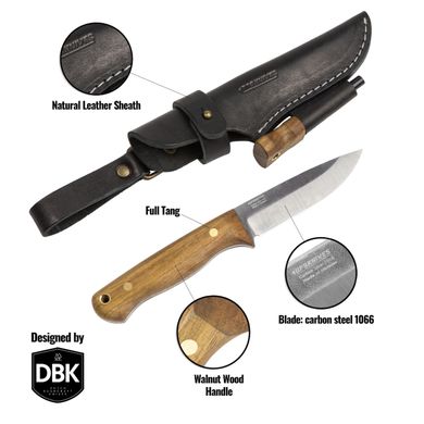 Туристический Нож из Углеродистой Стали с ножнами Bushmate BPS Knives & DBK